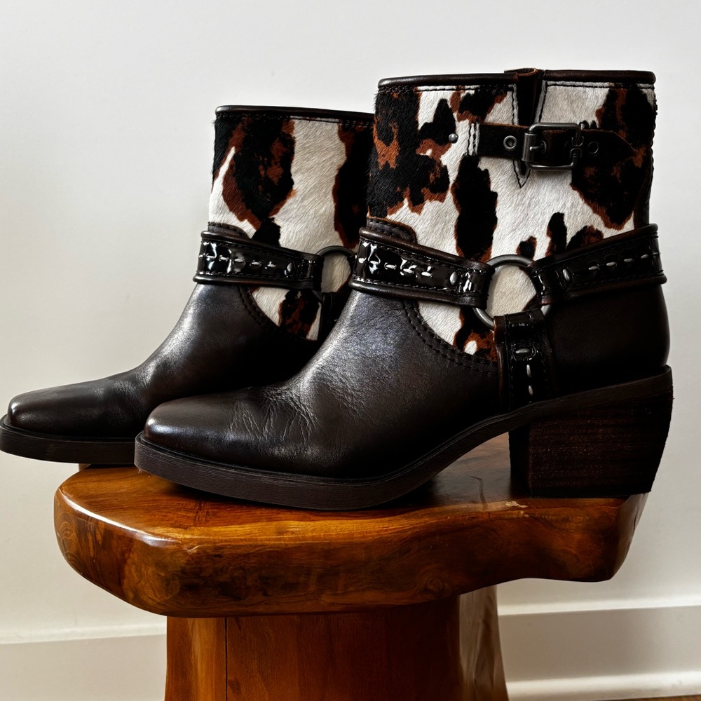 Sam Edelman Black and Brown Heeled Boots